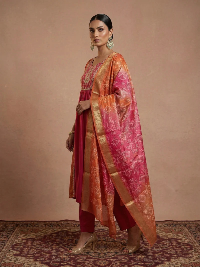 Riwana Chinnon Embroidered Kurta Set