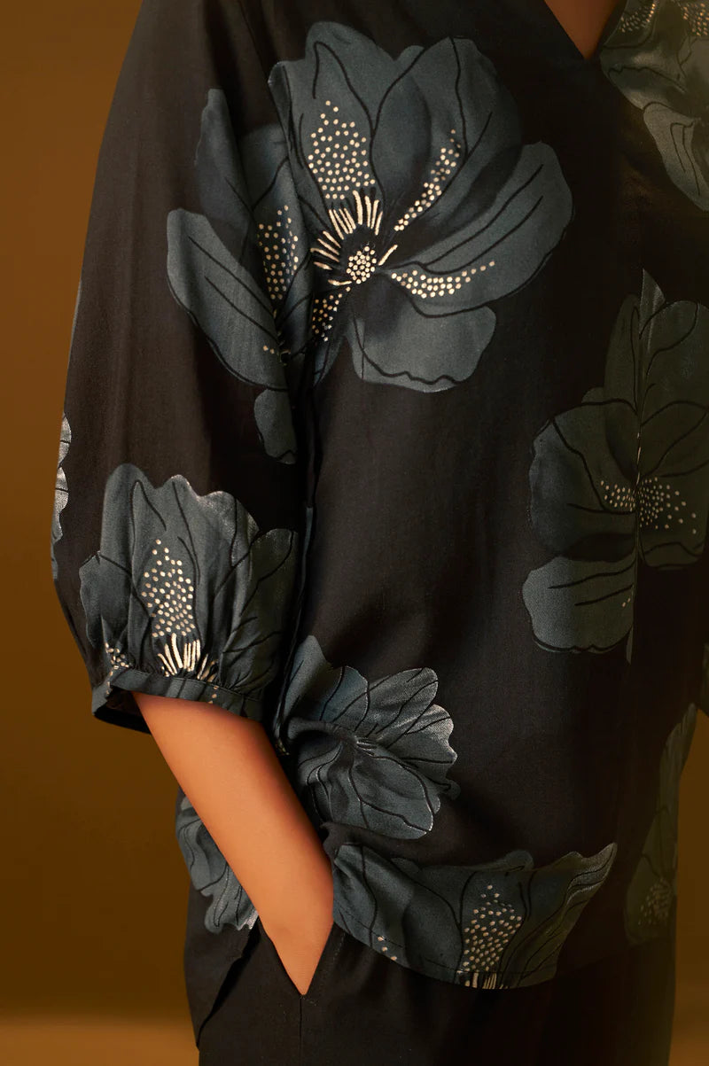 Riwana Black Printed Viscose Rayon Co-Ord Set